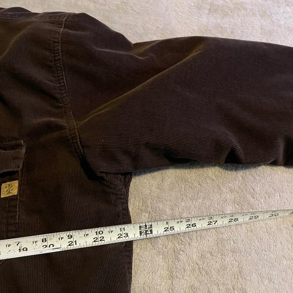 IZOD Jeans Jacket Mens Large Brown Corduroy Fleece Lined Shirt Button Up Sherpa